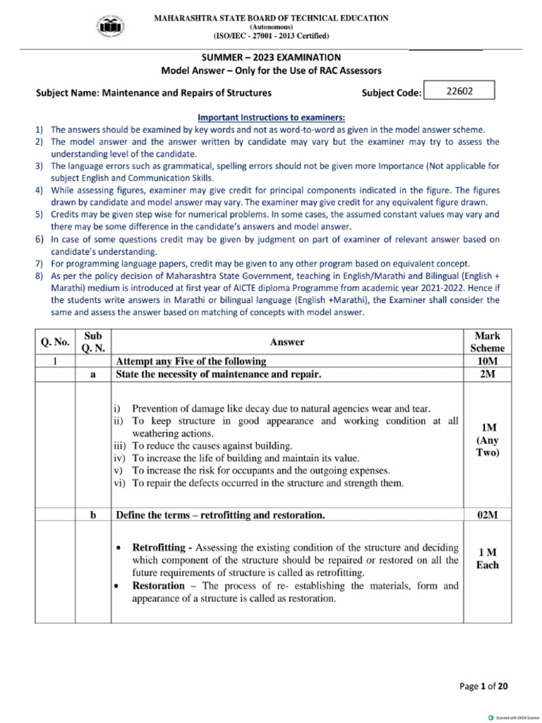 MRS S-23 Model Answer | PDF