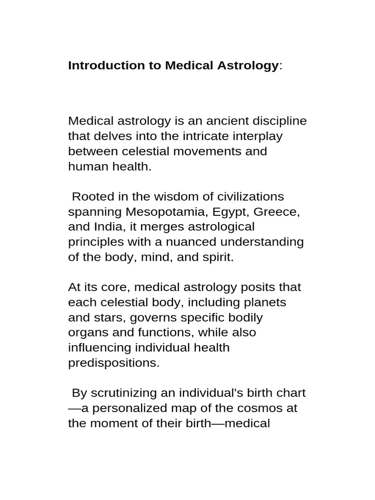 Medical Astrology: Health and Cosmos | PDF | Planets In Astrology ...