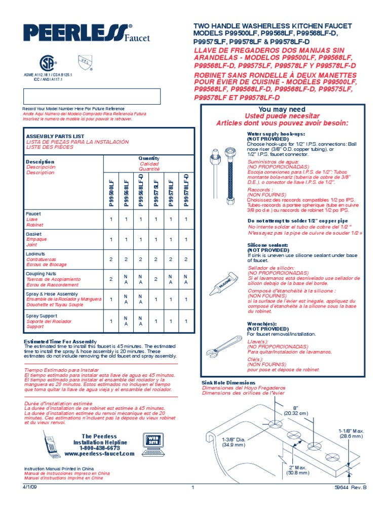 Peerless Faucet Manual | PDF