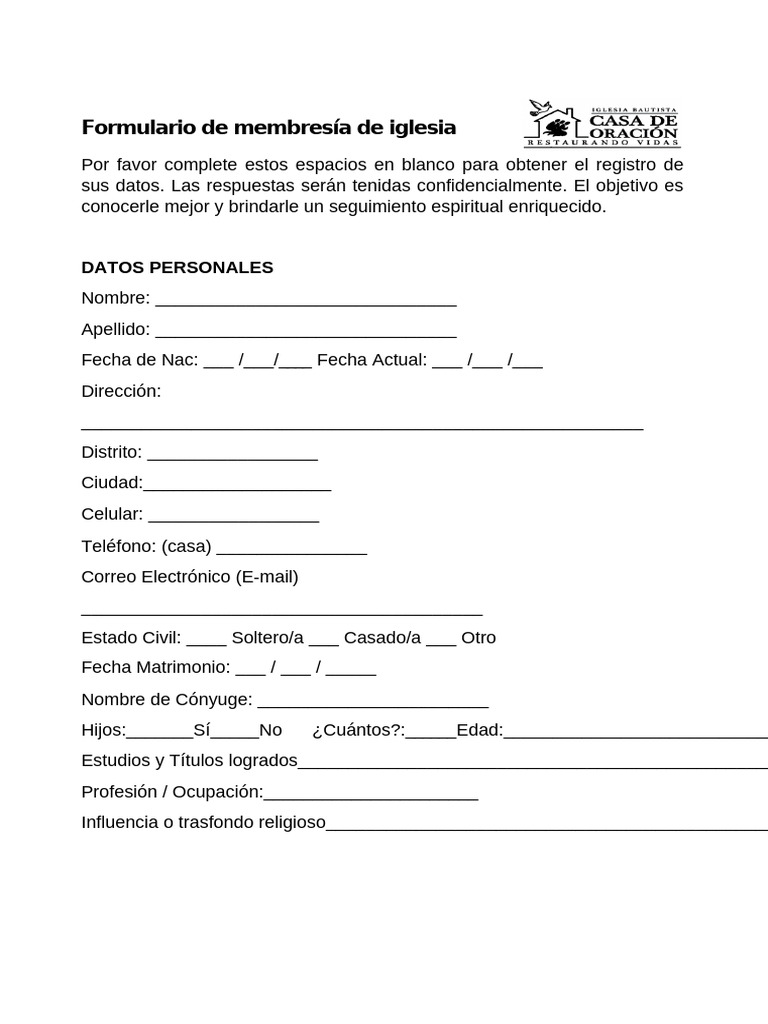 Modelo De Certificado De Membresia Cristiana