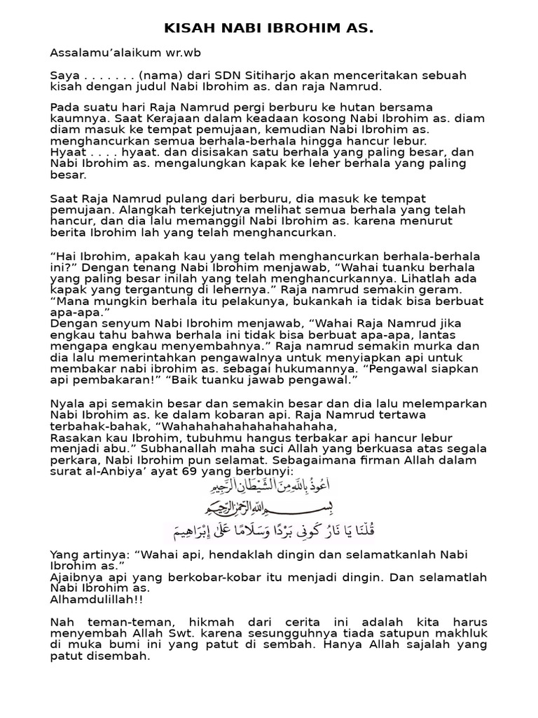 Kisah Singkat Nabi Ibrahim AS | PDF