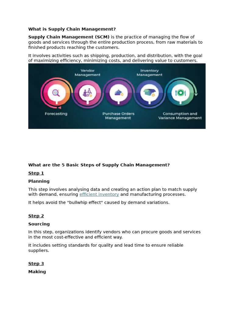 Understanding Supply Chain Management Steps | PDF | Supply Chain ...