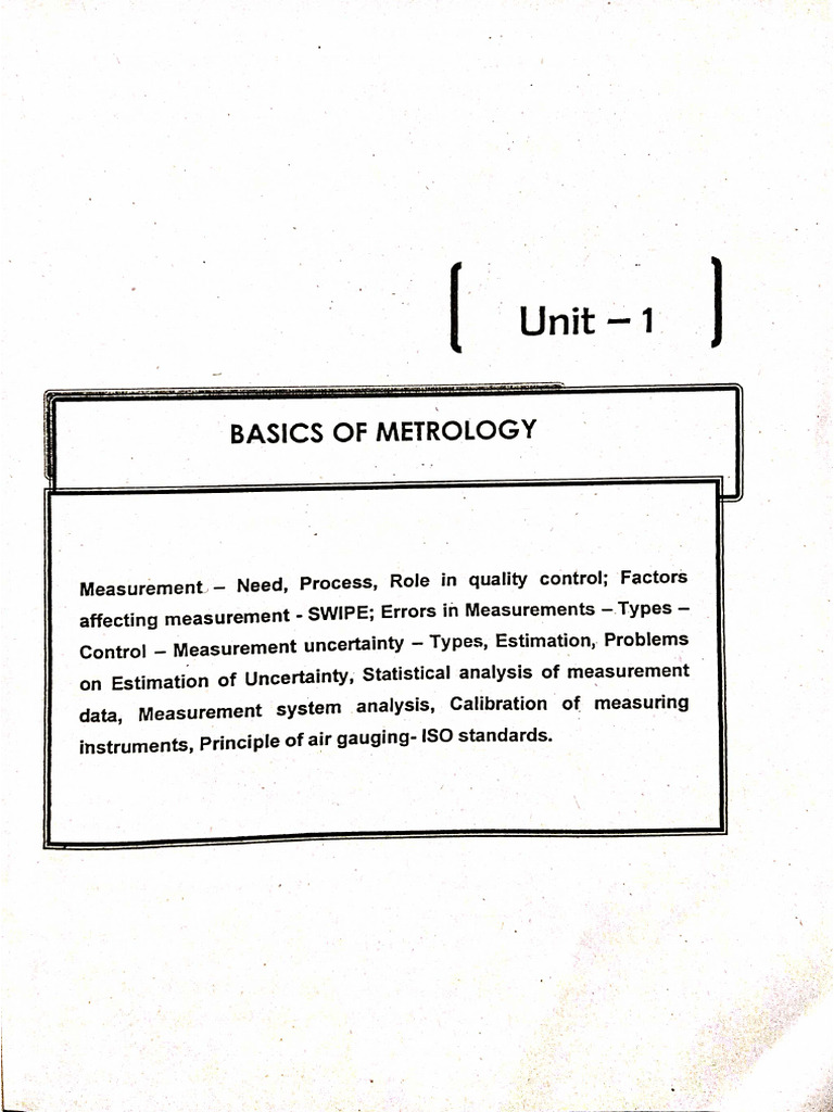 Metrology & Measurments (Unit-1) | PDF