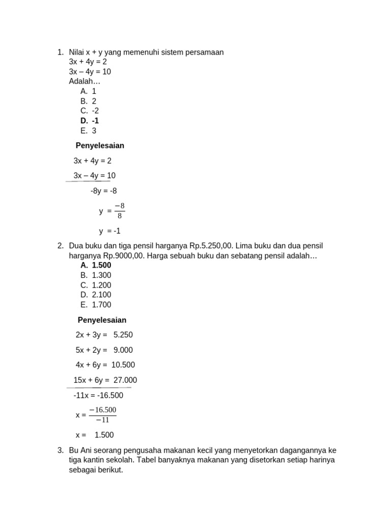 Penyelesaian Persamaan dan Fungsi Matematika | PDF