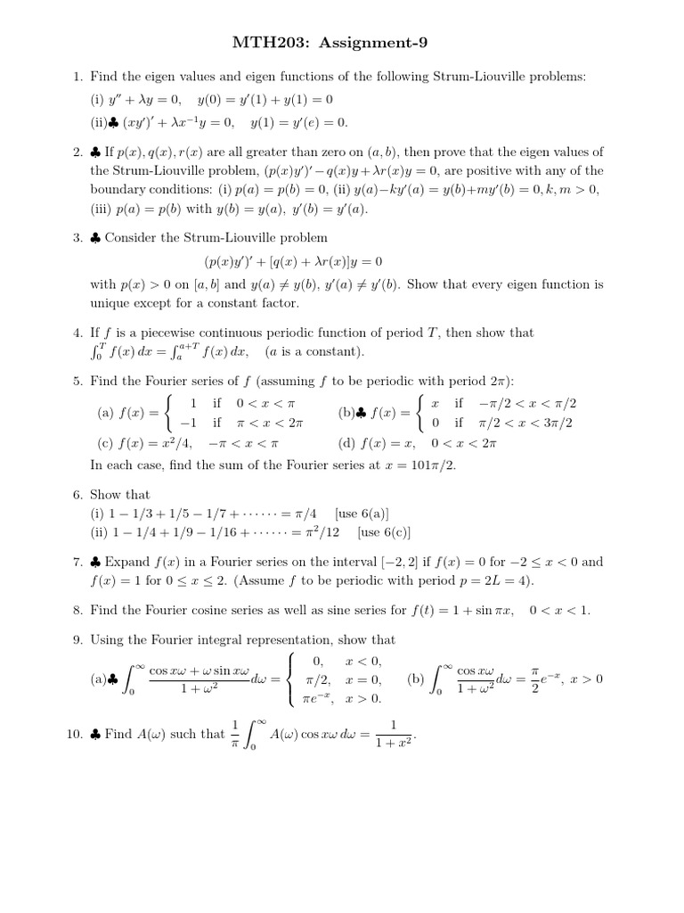Eigenvalues and Fourier Series in Sturm-Liouville Problems | PDF ...