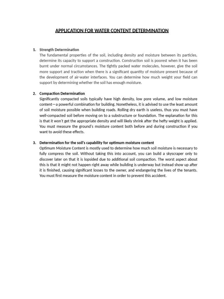 WATER CONTENT DETERMINATION METHODS visual data 6