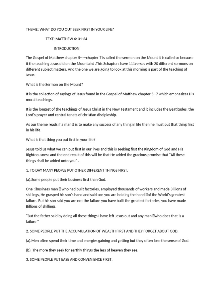 THEME_ WHAT DO(1) | PDF | Sermon On The Mount | Theology