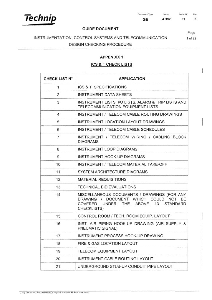 Check List For Instrumentation Design | PDF