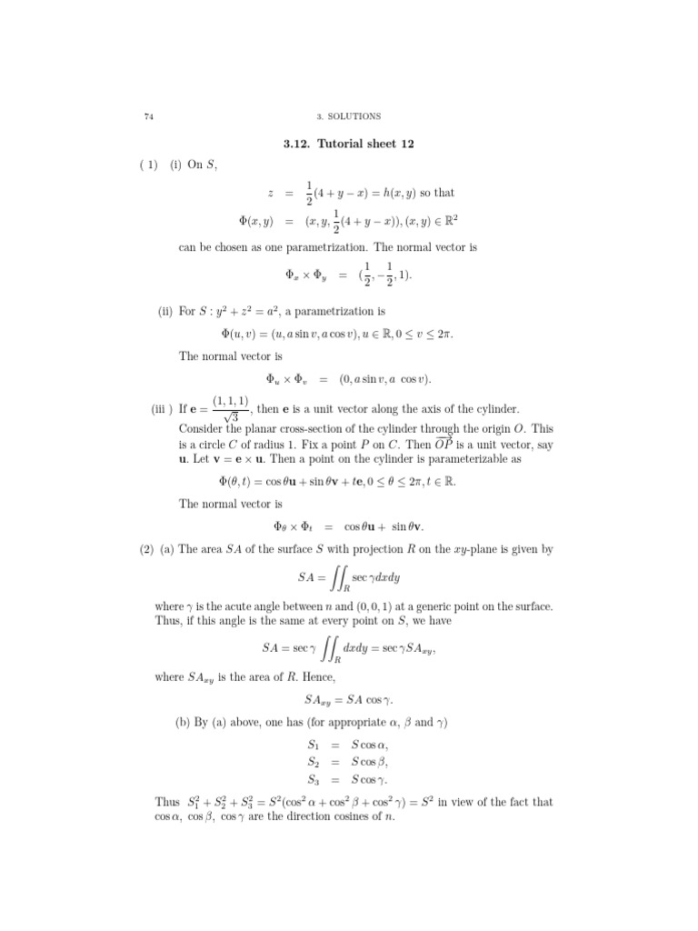 Tutorial-12 Solutions | PDF | Sphere | Area