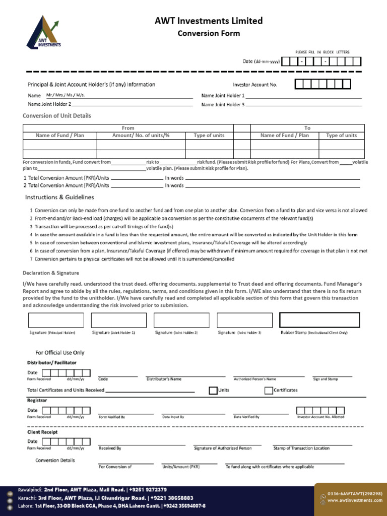 AWT Fund Conversion Form | PDF | Finance & Money Management