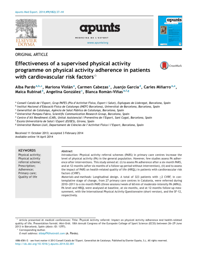 Supervised Activity Program for CV Risk | PDF | Barcelona | Catalonia