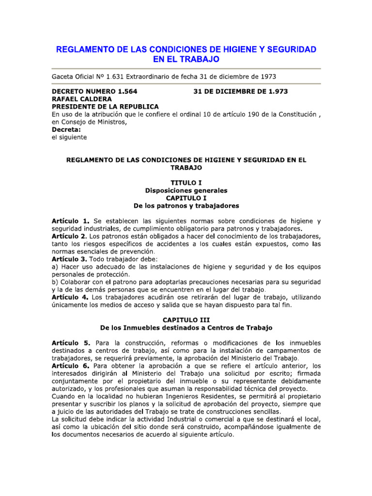 Reglamento Condiciones Higiene y Salud | PDF