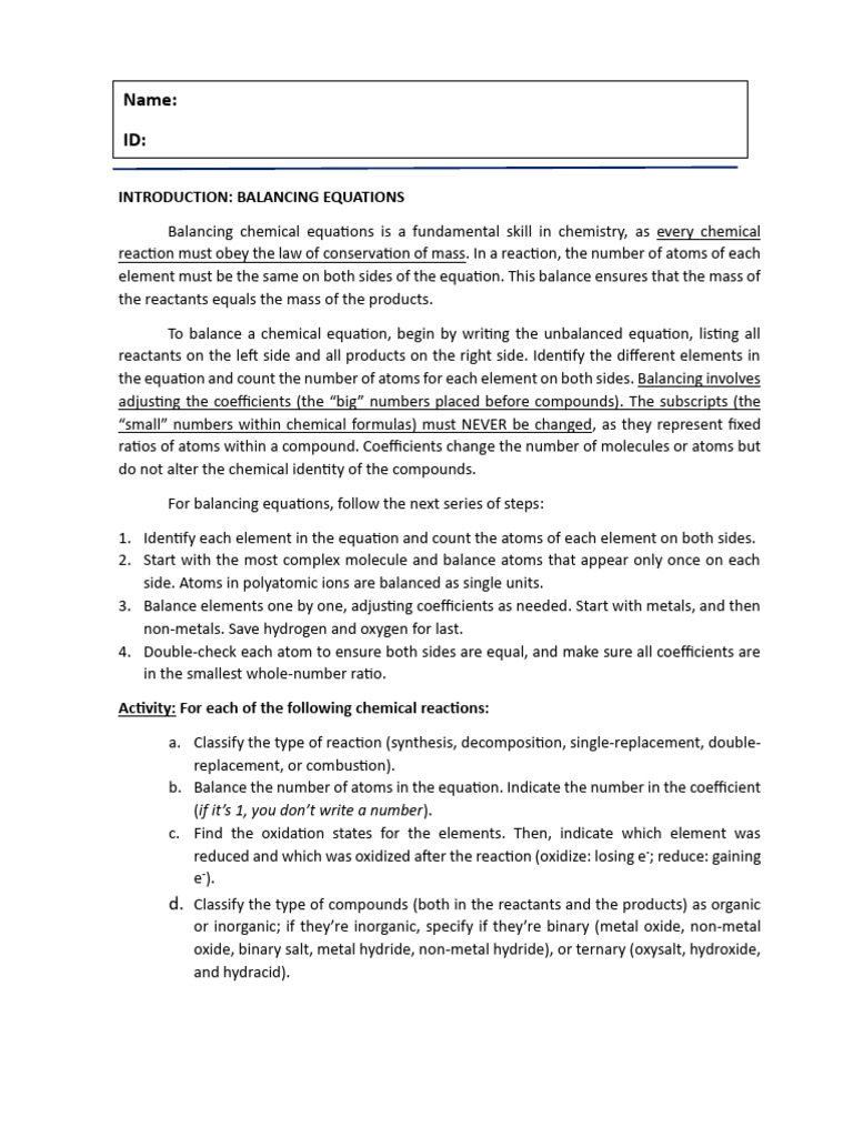 Balancing Chemical Equations Guide | PDF | Chemical Substances | Chemistry