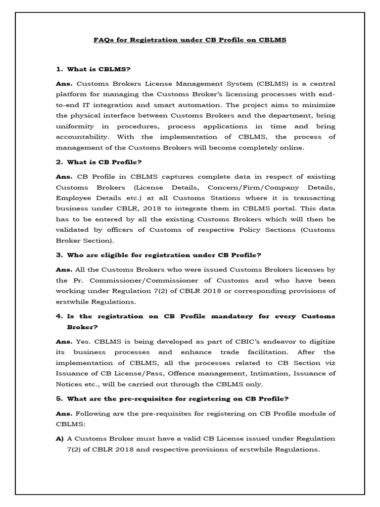 FAQs CB Profile CBLMS | PDF | Banks | Power Of Attorney