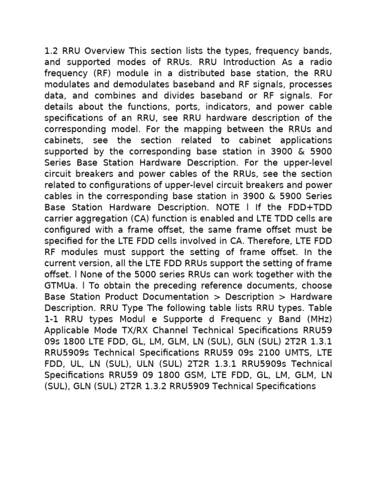RRU Overview | PDF