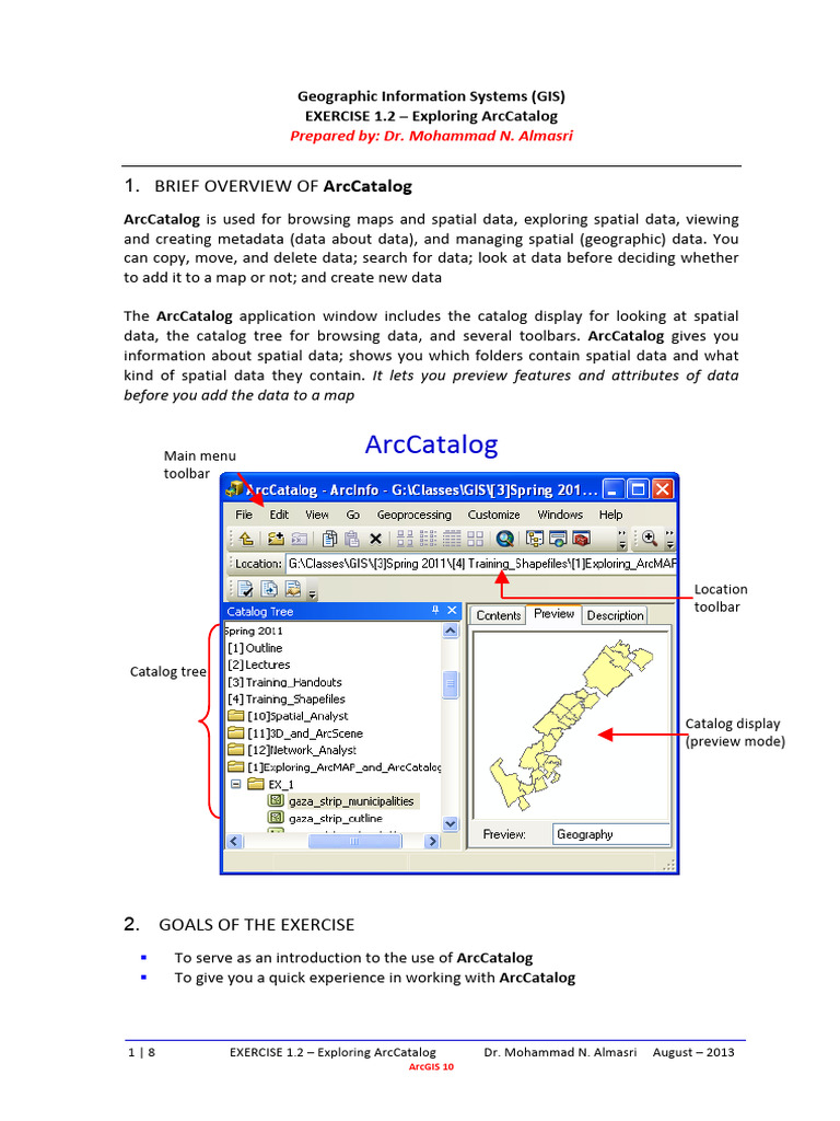 Exploring ArcCatalog in ArcGIS 10 | PDF | Arc Gis | Software