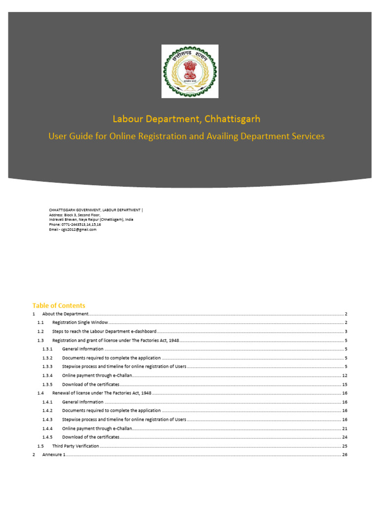 Chhattisgarh Labour Dept Online Registration Guide | PDF | License | Banks