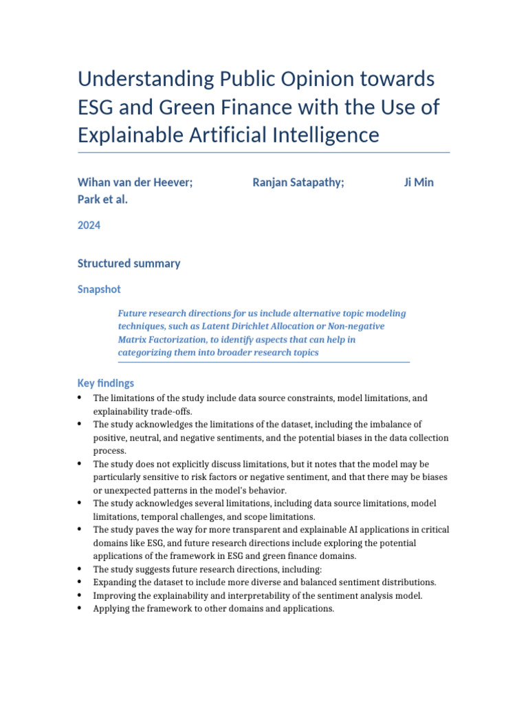 Understanding Public Opinion Towards ESG and Green PDF | PDF ...