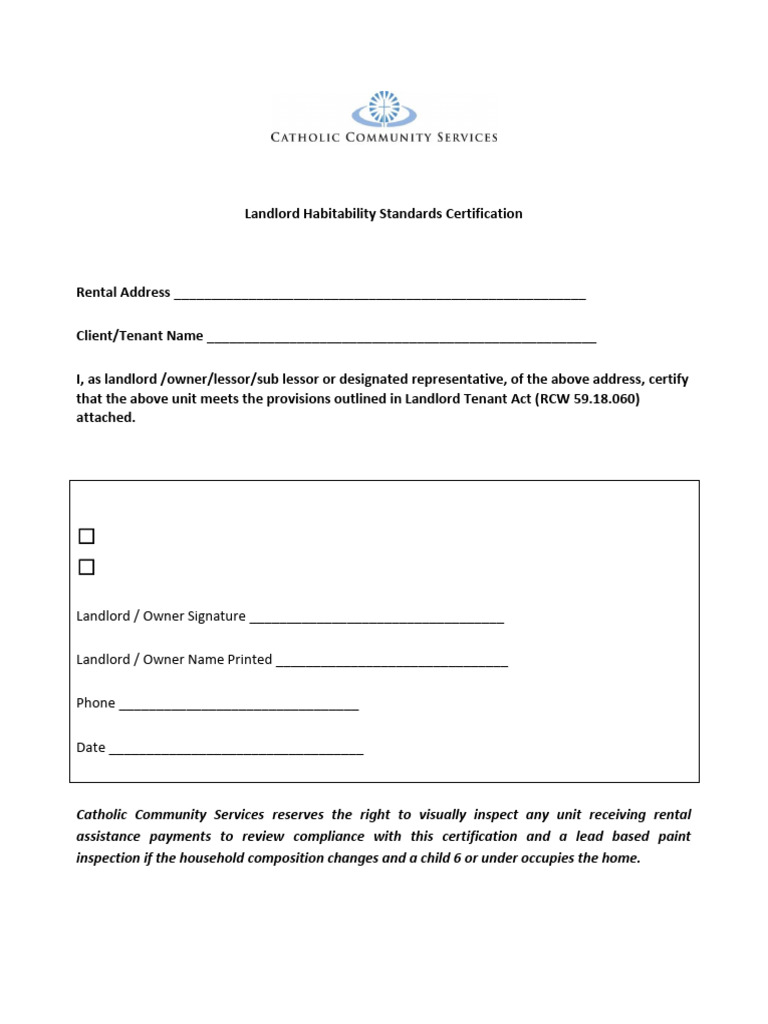 California Landlord Habitability Certification | PDF | Leasehold Estate ...