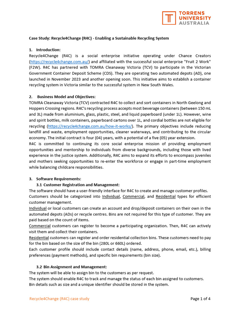 Case Study - MIS604 - T1 - 2024 - 1709285728 | PDF | Receipt | Recycling