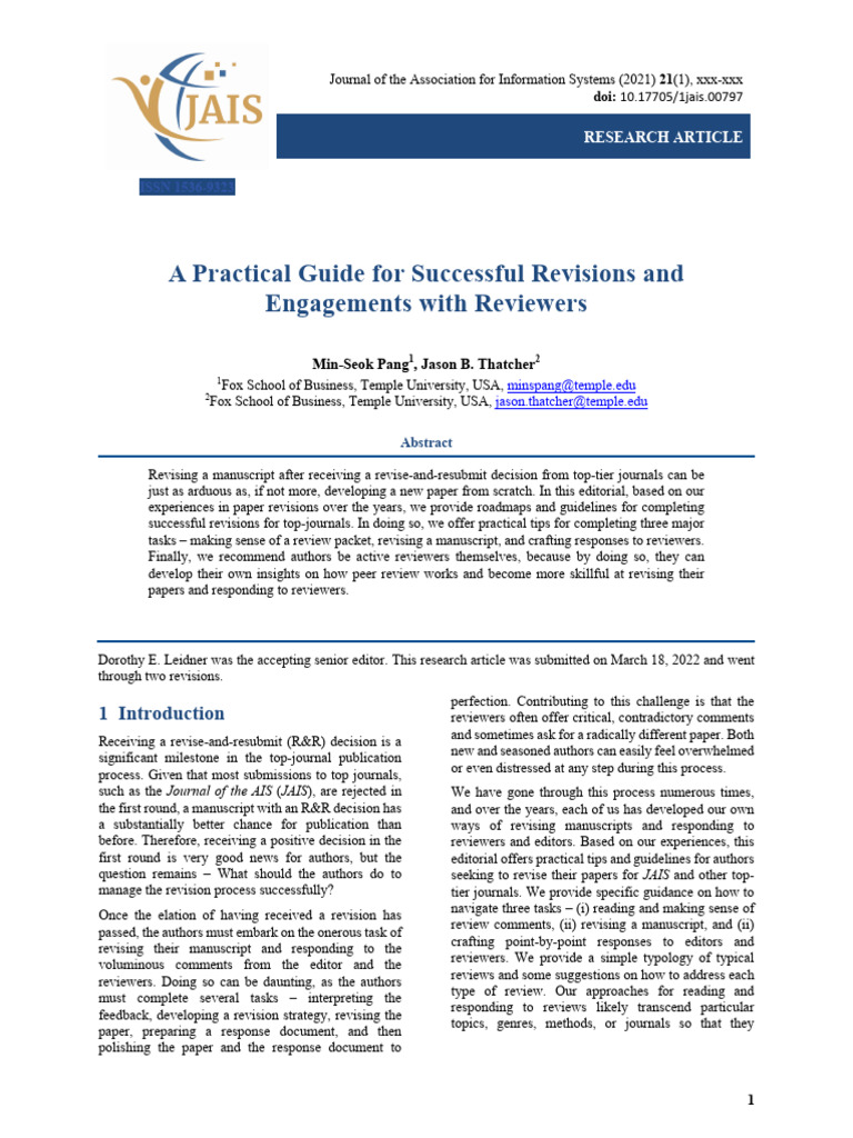 A Practical Guide To Successful Revisions PDF Theory Motivation