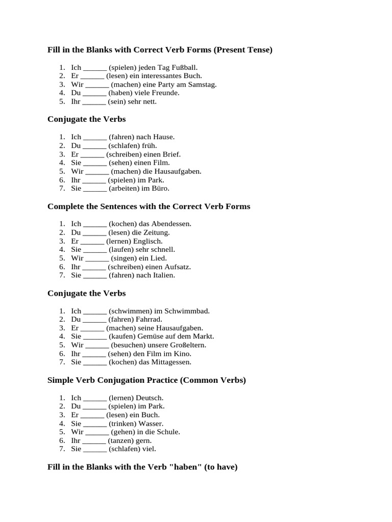 Fill in The Blanks With Correct Verb Forms | PDF