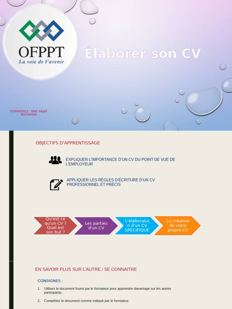 Élaboration d'un CV Professionnel | PDF | Motivation | Motivant