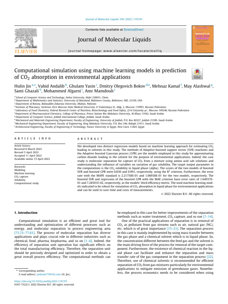 Machine Learning for CO2 Absorption Prediction | PDF | Support Vector ...