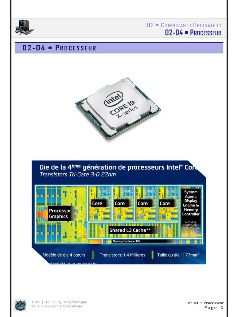 Définition et fonctionnement du CPU | PDF | Microprocesseur multi-cœur ...
