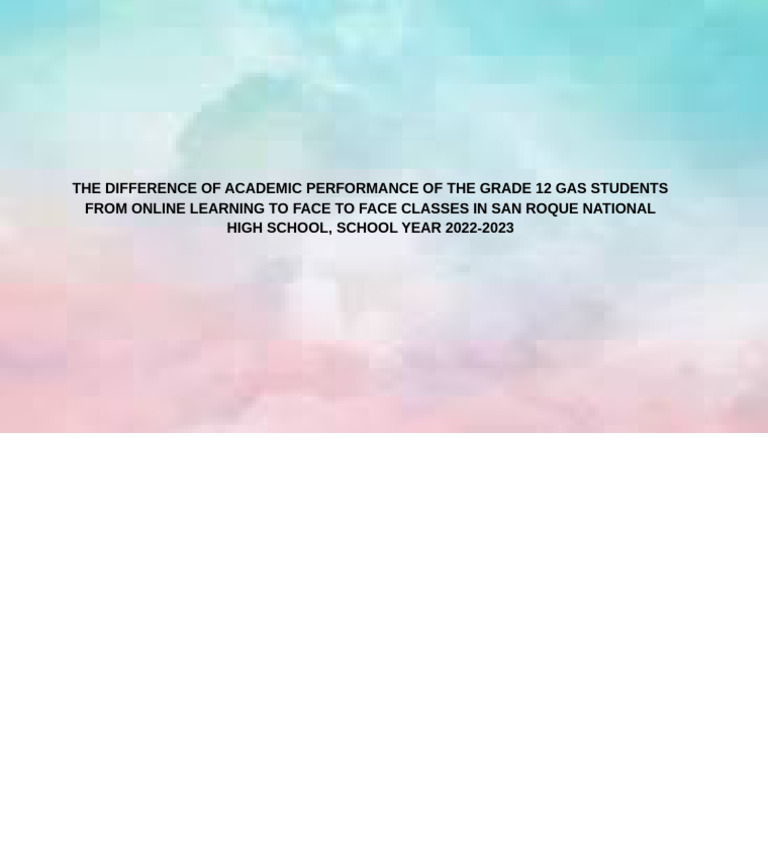 Grade 12 Gas Online Vs Face To Face Performance Pdf