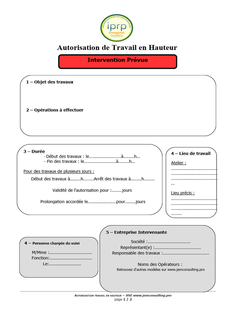 Autorisation de Travail en Hauteur | PDF | Ordinateurs