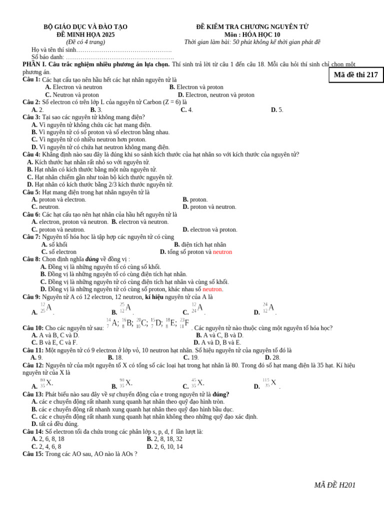 Dề 1 - HS | PDF