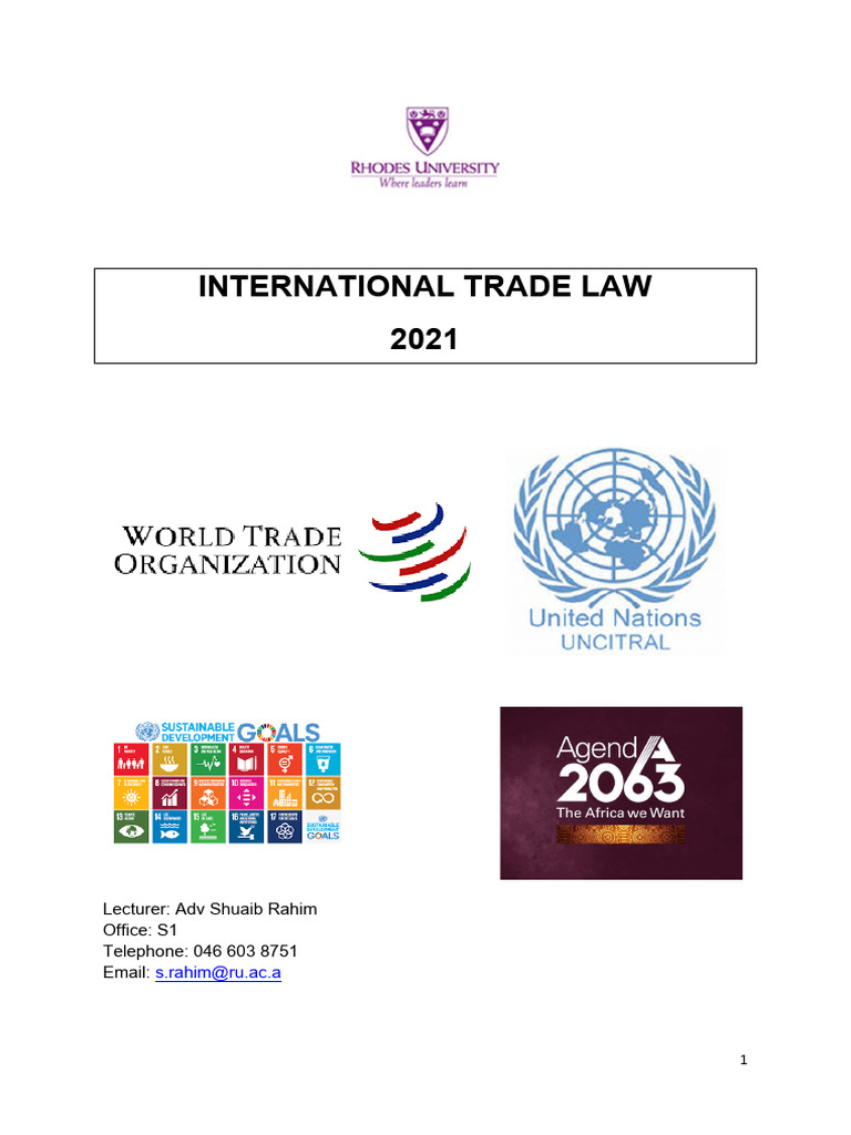 International Trade Law Course Outline | PDF | World Trade Organization ...