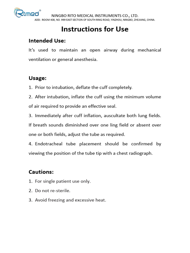 Endotracheal Tube | PDF | Science & Mathematics