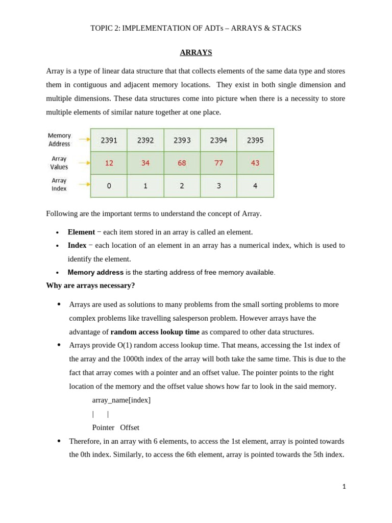 Java Array Implementation Guide | PDF | Pointer (Computer Programming ...