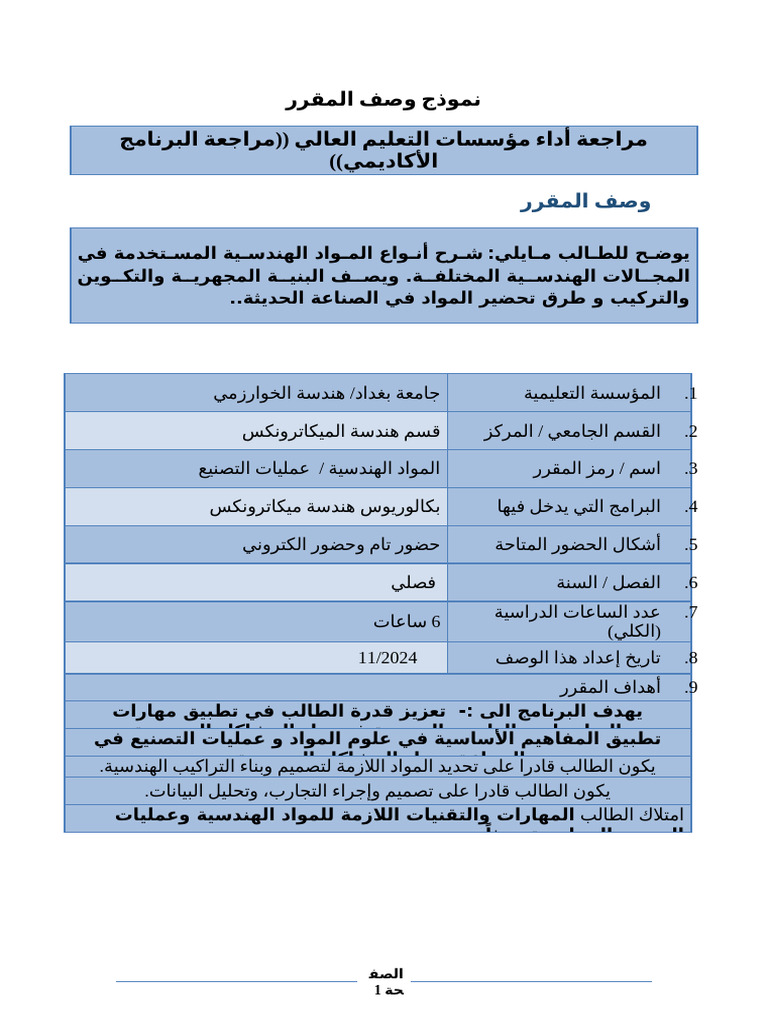 Syllabus - Engineering Materials and Manufacturing Processes | PDF