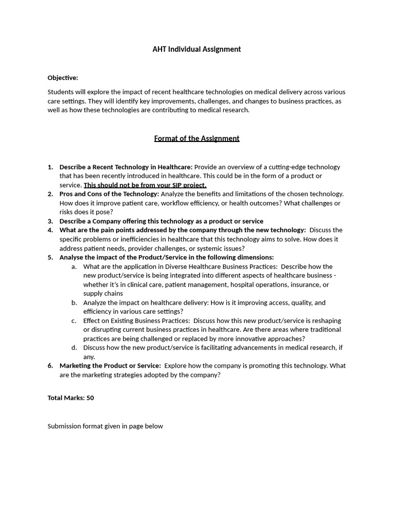 AHTIndividual Assignment | PDF | Health Care | Health Economics