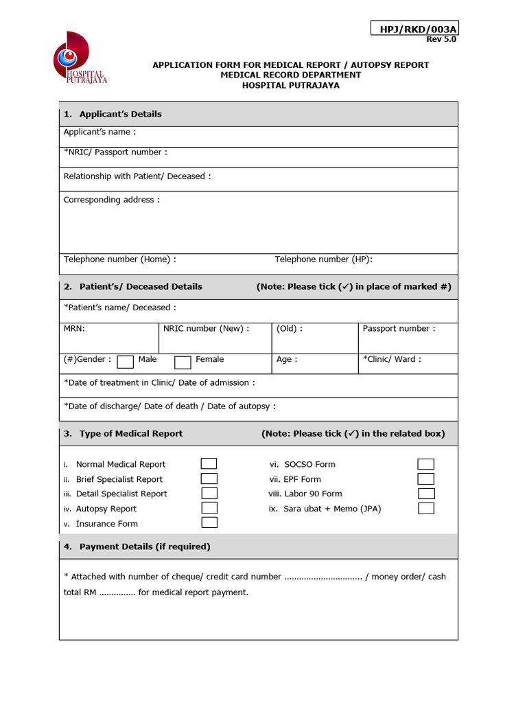 Medical Report Application Form | PDF | Social Programs | Medicine