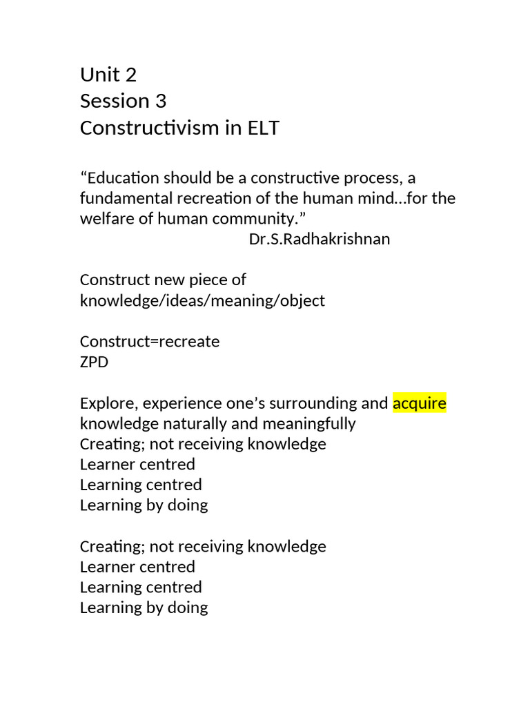 Constructivism in English Language Teaching | PDF | Career & Growth