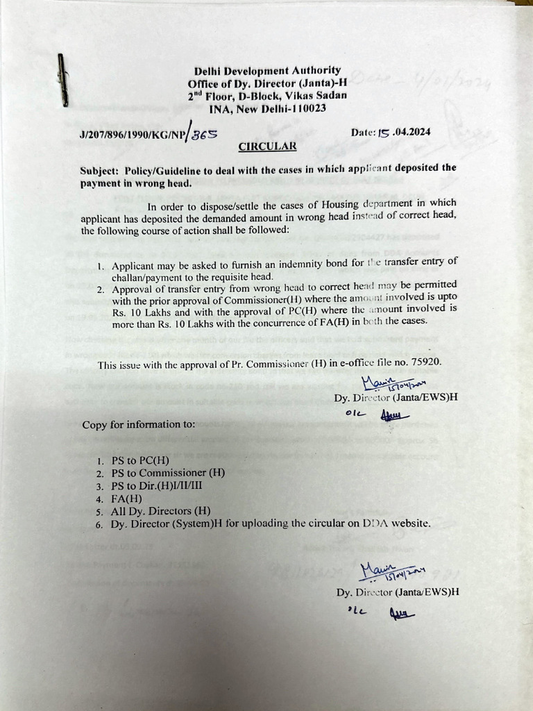 DDA Guidelines for Payment Errors | PDF