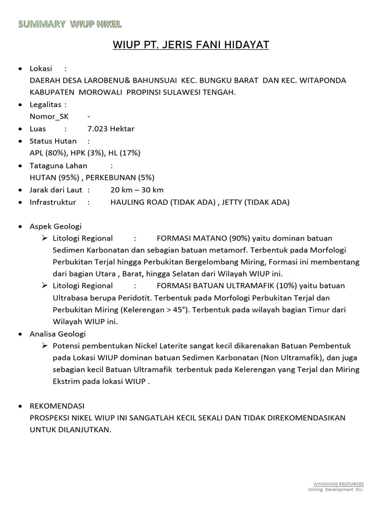 Wiup PT Jeris Fani Hidayat | PDF