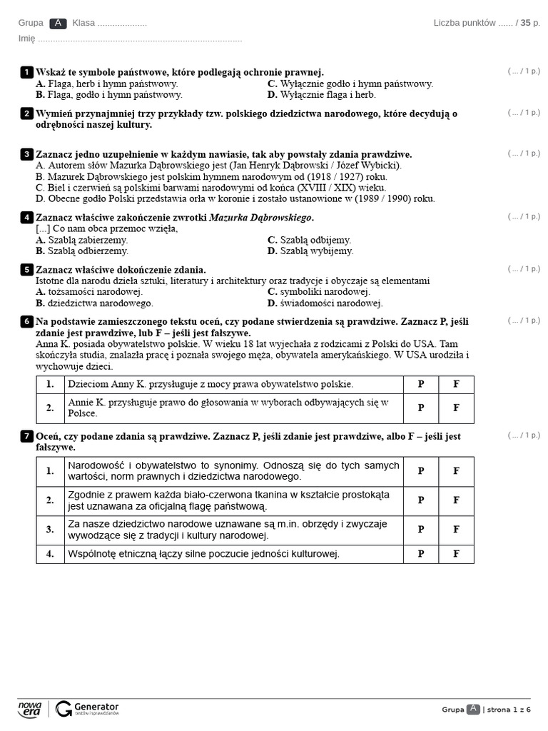 Wspólnota Narodowa Sprawdzian