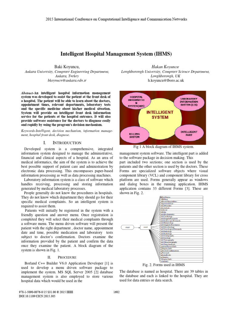 Intelligent Hospital Management System | PDF | Databases | Menu (Computing)