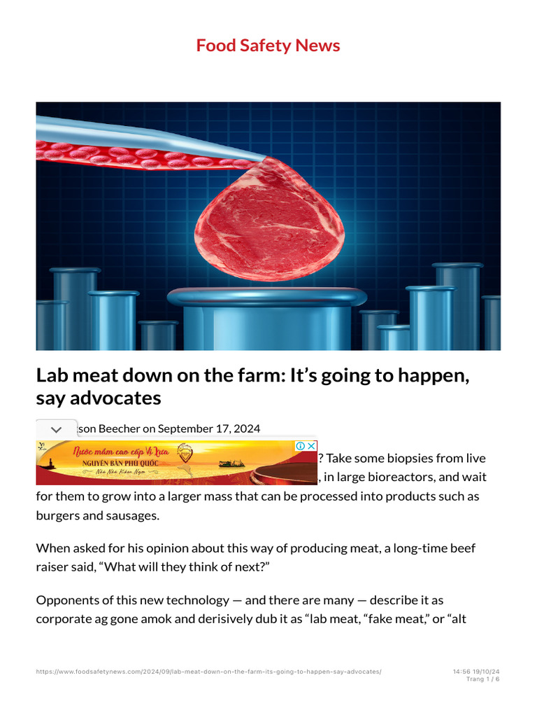Future of Cultivated Meat on Farms | PDF | Meat | Food Industry