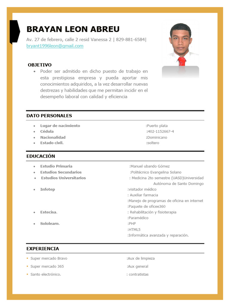 Brayan CV | PDF | Estilo de vida