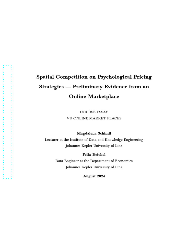 Spatial Competition On Psychological Pricing Strategies - Preliminary ...