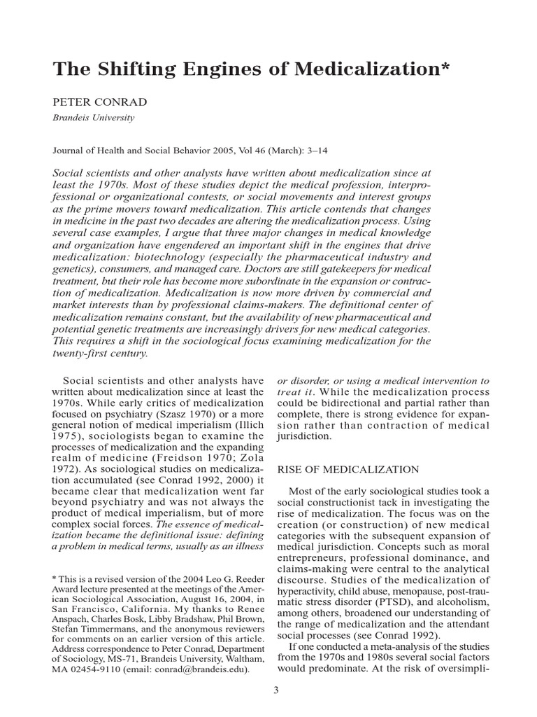 Medicalization in the 21st Century | PDF | Growth Hormone | Attention ...