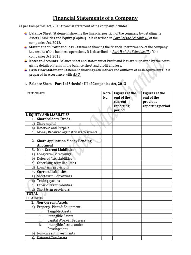 Company Financial Statements Overview | PDF | Expense | Balance Sheet