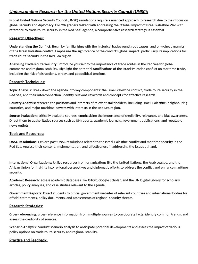 Research Guide for UNSC Simulations | PDF | Israeli–Palestinian ...