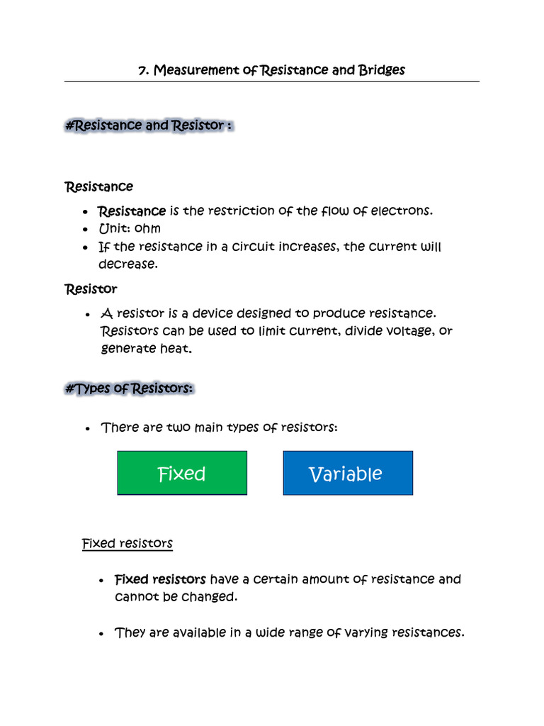 CH 7 | PDF | Resistor | Electrical Resistance And Conductance